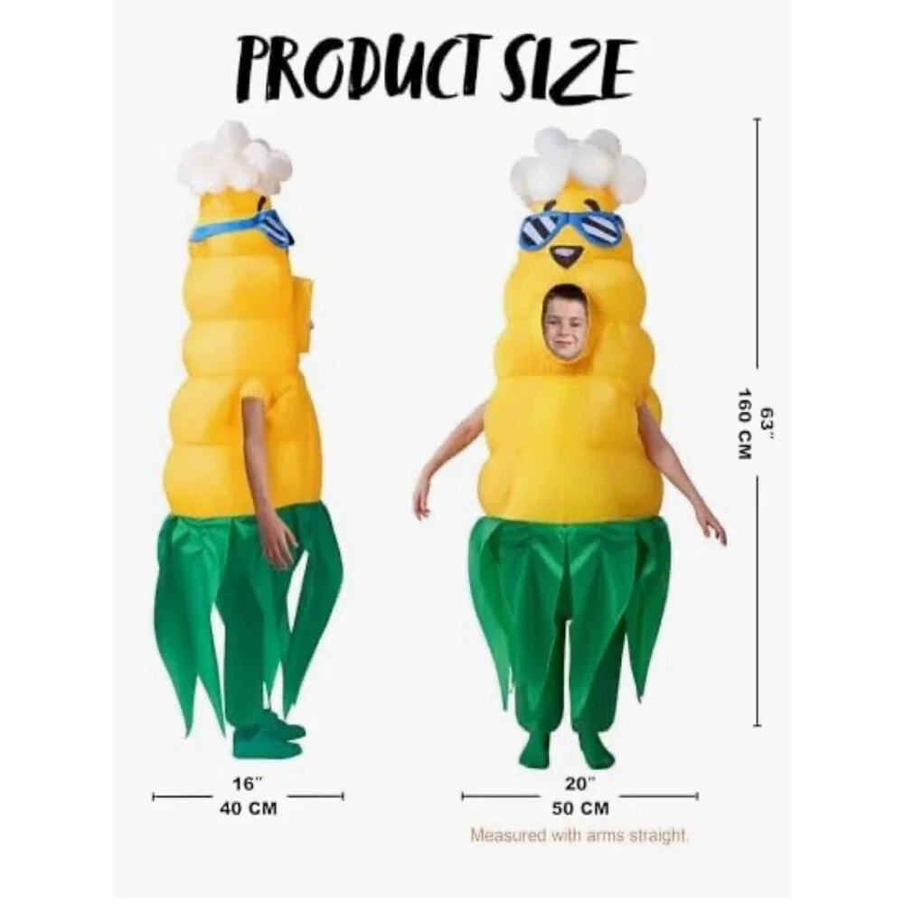 NEW Puff Me Up Corn Popcorn Ear Kids 7-10Y Inflatable Costume Open Package